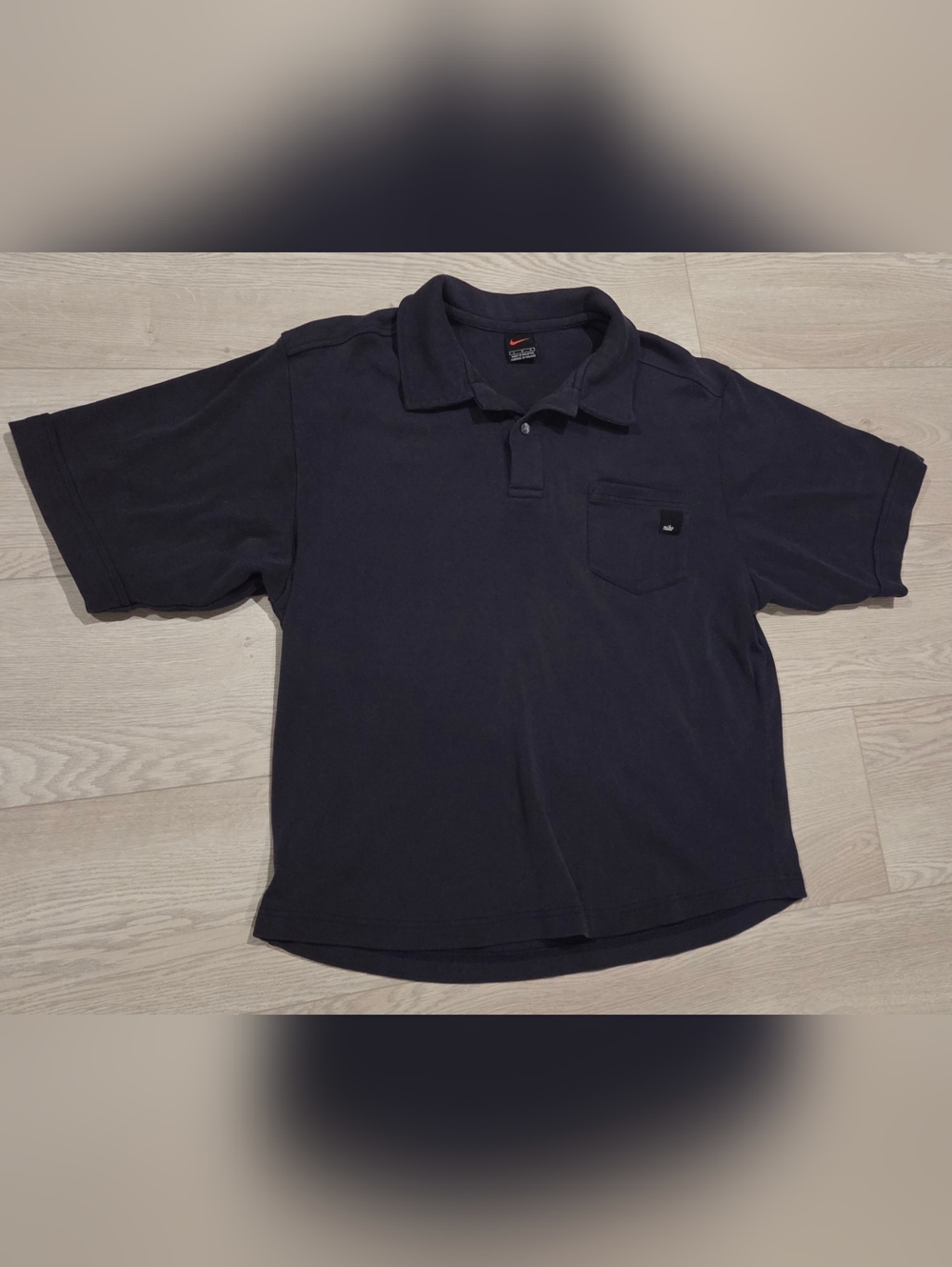 Vintage 90's Nike Men’s Dark Navy Polo Shirt with Chest Pocket